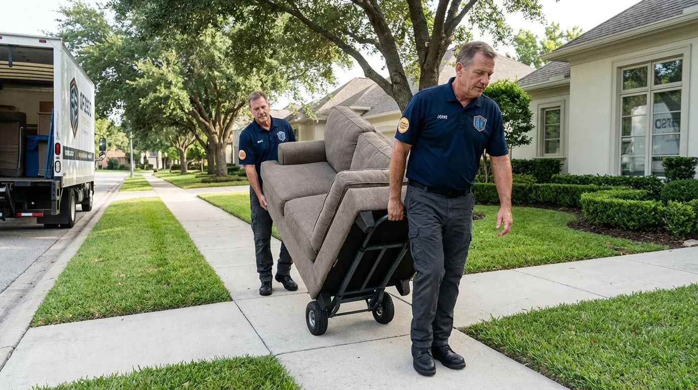 Local residential moving crew loading furniture in Linden, MI